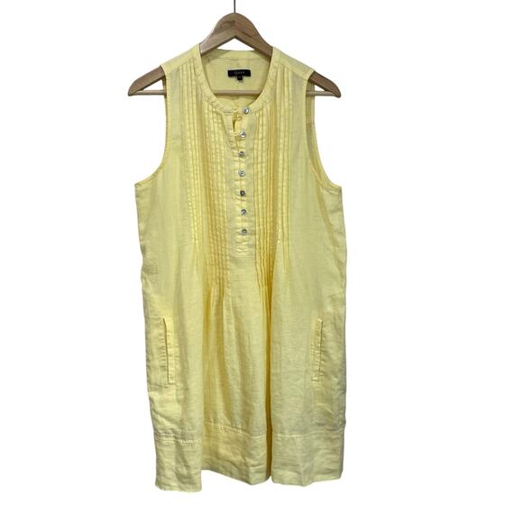 Quince 100% Linen Sleeveless Swing Dress Size M Yellow Summer Mini - Picture 2 of 10